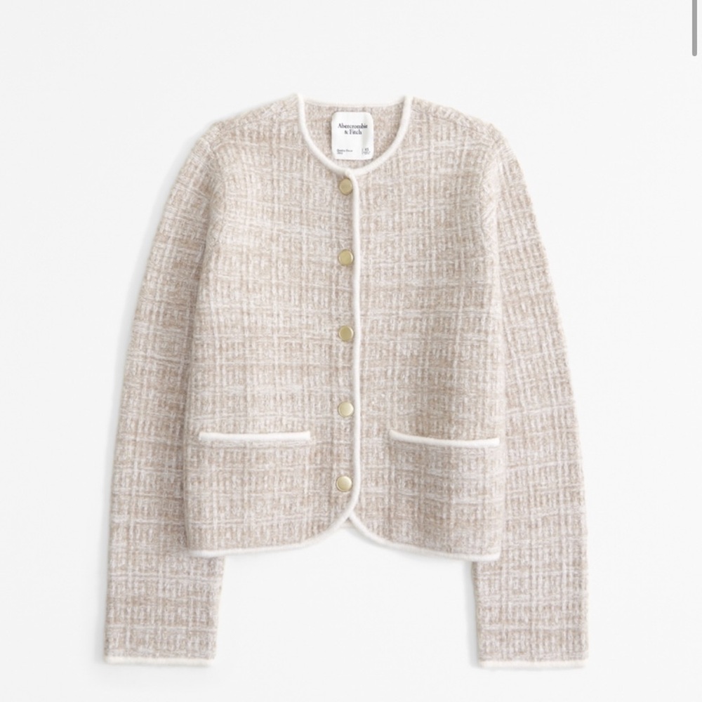 ABERCROMBIE AND FITCH Novelty Button Tweed-Inspired Sweater Jacket, Size‎ XSMALL